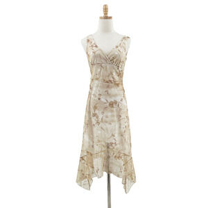 VTG Y2K Charlotte Russe Asymmetrical Floral Midi Slip Dress Medium Fairy Cottage